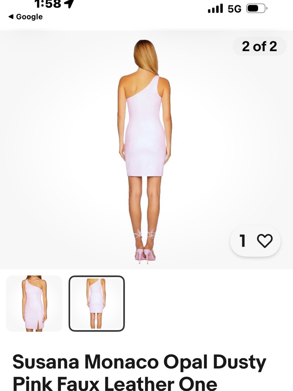 Susana Monaco Opal Dusty Pink One-Shoulder Faux Leather Dress